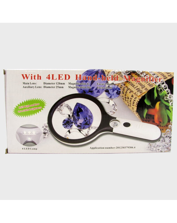 Лупа (120-4X / 25-30X) №70120B с подсв. 4 ярк двойная (от 3AA)