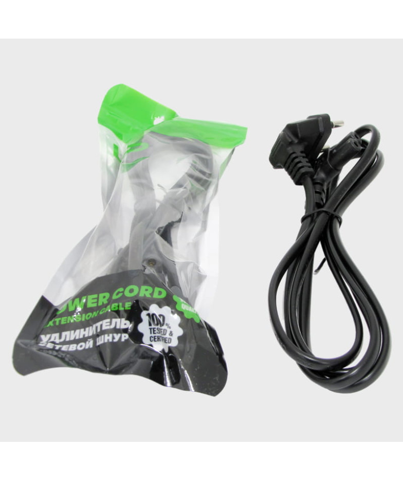 Кабель сетевой для быт. аппар. 1,5м C7(C14) 8x8 черный угловой