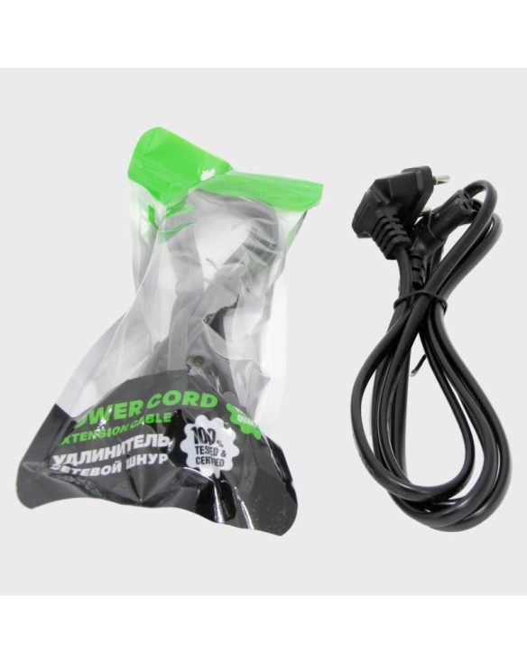 Кабель сетевой для бытовой аппаратуры 1,5м C7(C14) 8x8 черный угловой