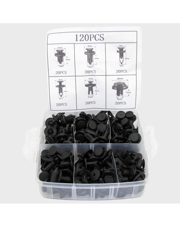 Набор клипс автомобильных 120 шт. в кейсе