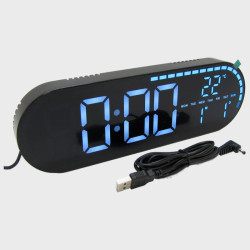 Часы-будильник электронные GH-9009 (белые+синие цифры)