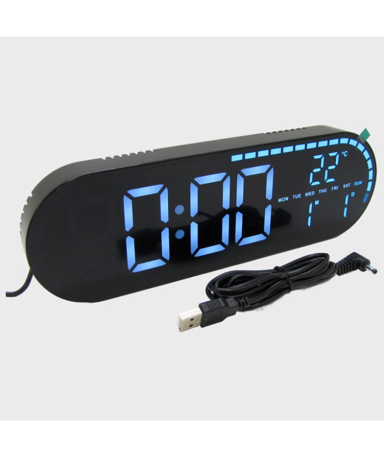 Часы-будильник электронные GH-9009 (белые+синие цифры)