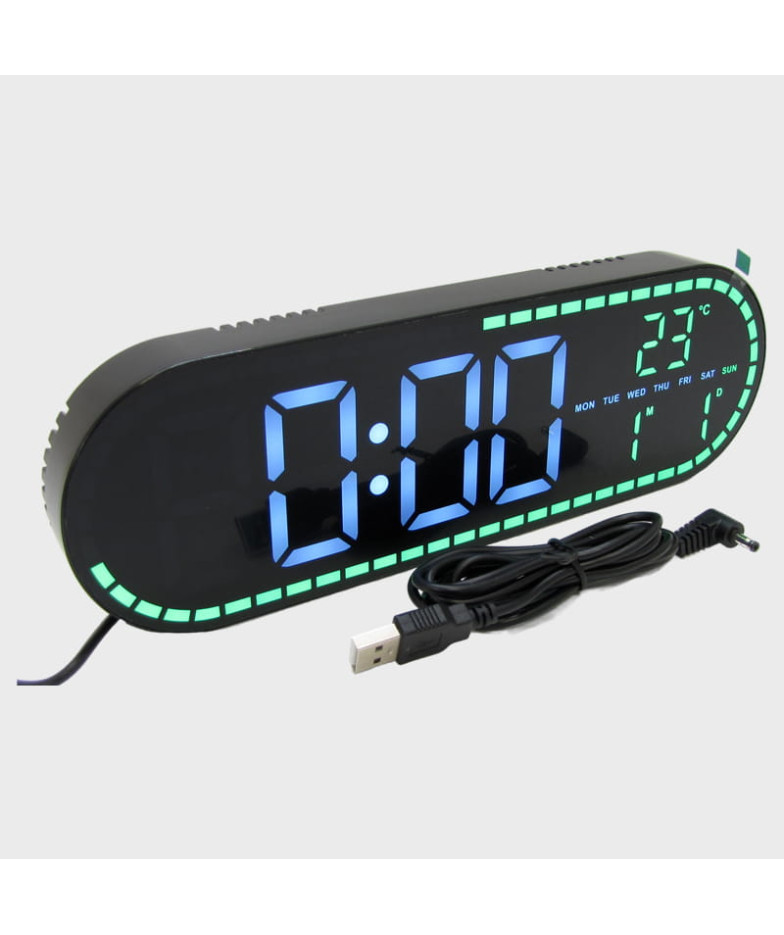 Часы-будильник электронные GH-9009 (белые+зеленые цифры)