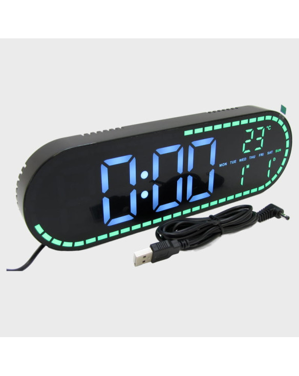 Часы-будильник электронные GH-9009 (белые+зеленые цифры)