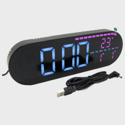 Часы-будильник электронные GH-9009 (белые+сиреневые цифры)