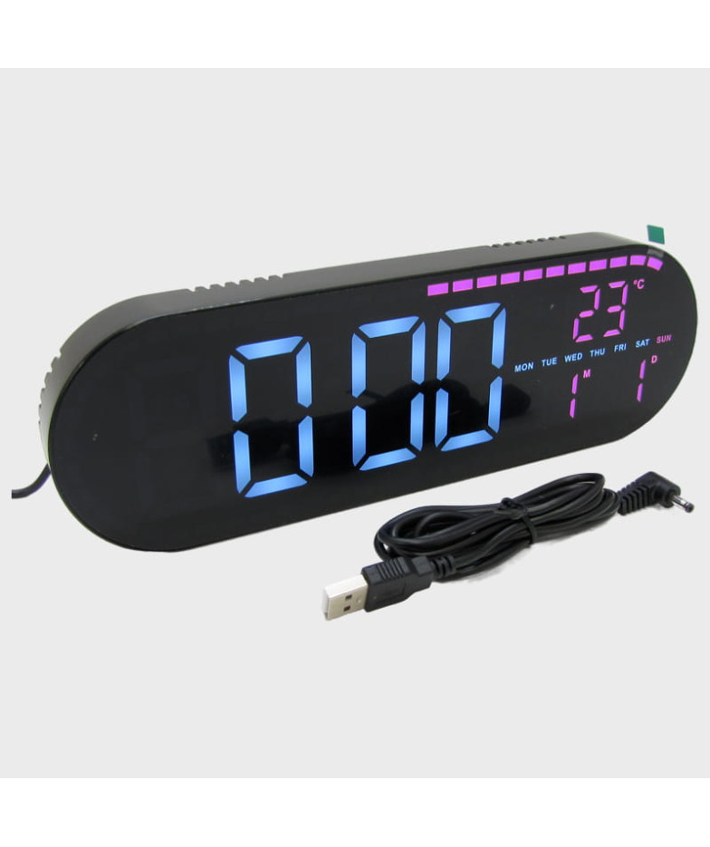 Часы-будильник электронные GH-9009 (белые+сиреневые цифры)