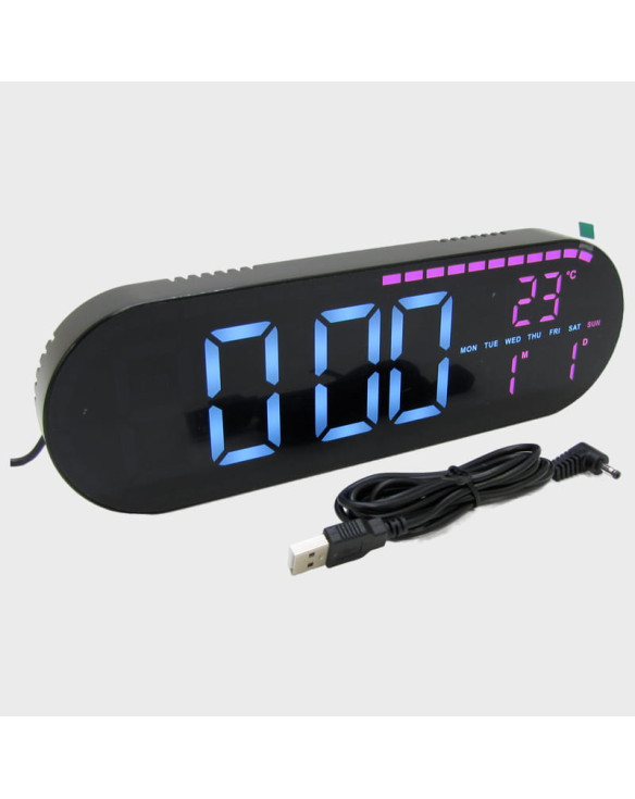 Часы-будильник электронные GH-9009 (белые+сиреневые цифры)