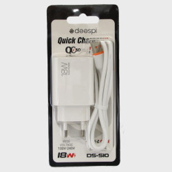 Сетевое зарядное устройство с кабелем TYPE-C 3,1A S-10 белый 18W QC3.0 1USB быстр. зарядка