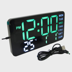 Часы-будильник электронные DS-3835 (зеленые цифры) с температурой