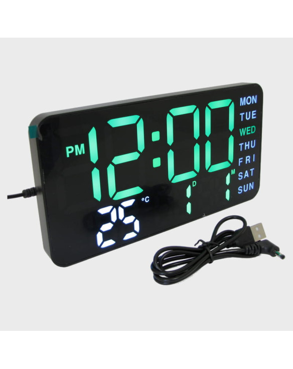 Часы-будильник электронные DS-3835 (зеленые цифры) с температурой