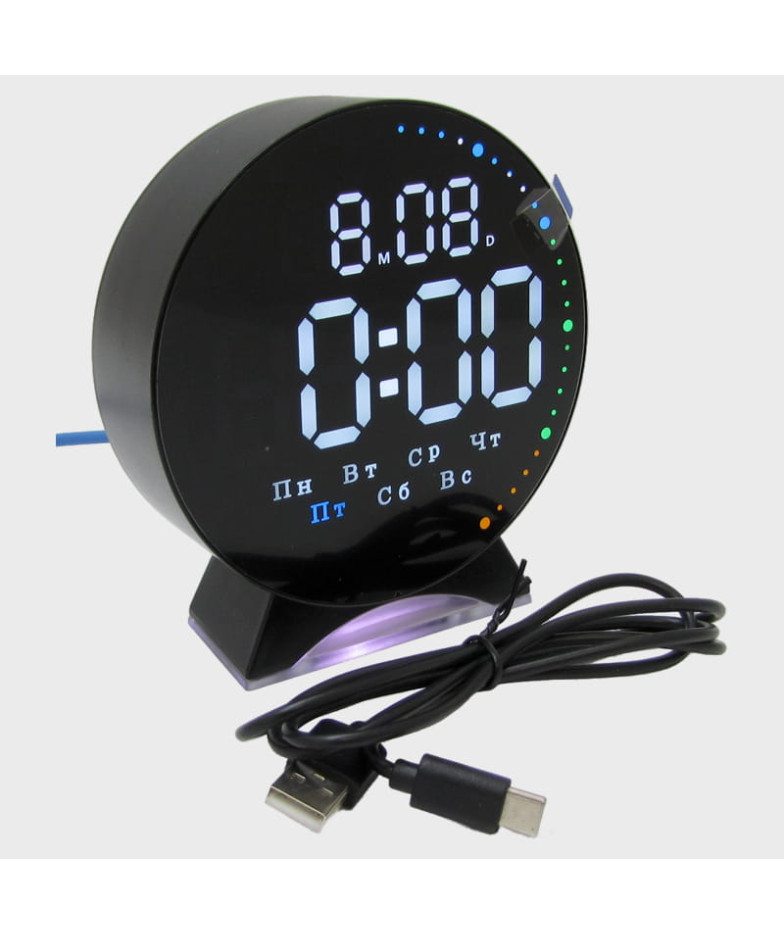 Часы-будильник электронные GH-5521 (белые цифры)