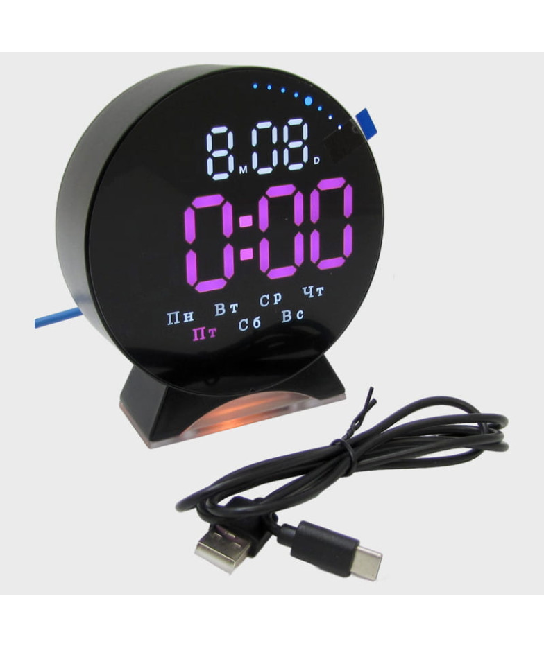 Часы-будильник электронные GH-5521 (сиреневые цифры)