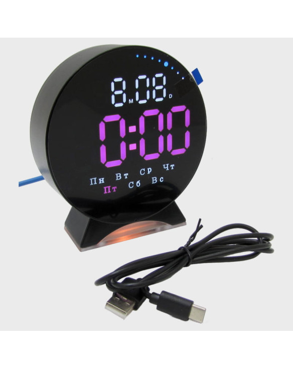 Часы-будильник электронные GH-5521 (сиреневые цифры)