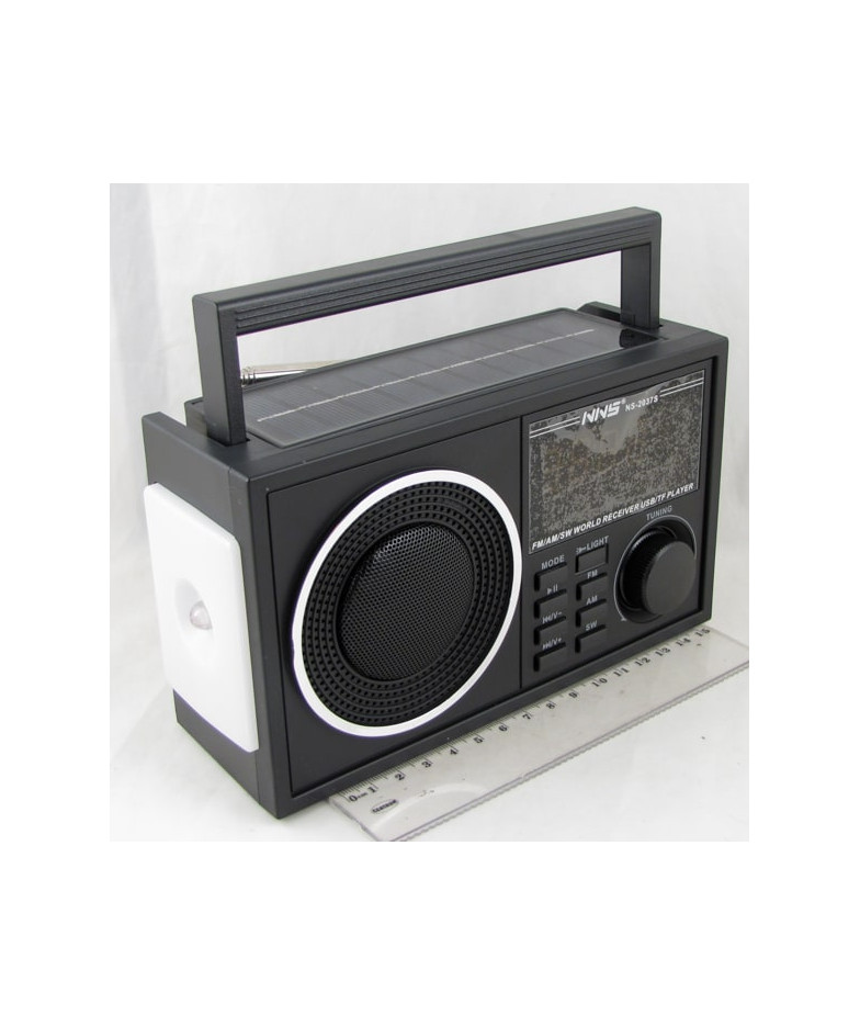 Радиоприёмник NS-2037S (FM,,AM,SW) TF, USB аккум. 18650 Bluetooth, солн. батарея, фонарик