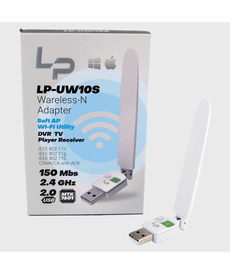 Адаптер USB-WiFi LP-UW10S (чип MKT7601) 150Mbps/2,4GHz с антенной