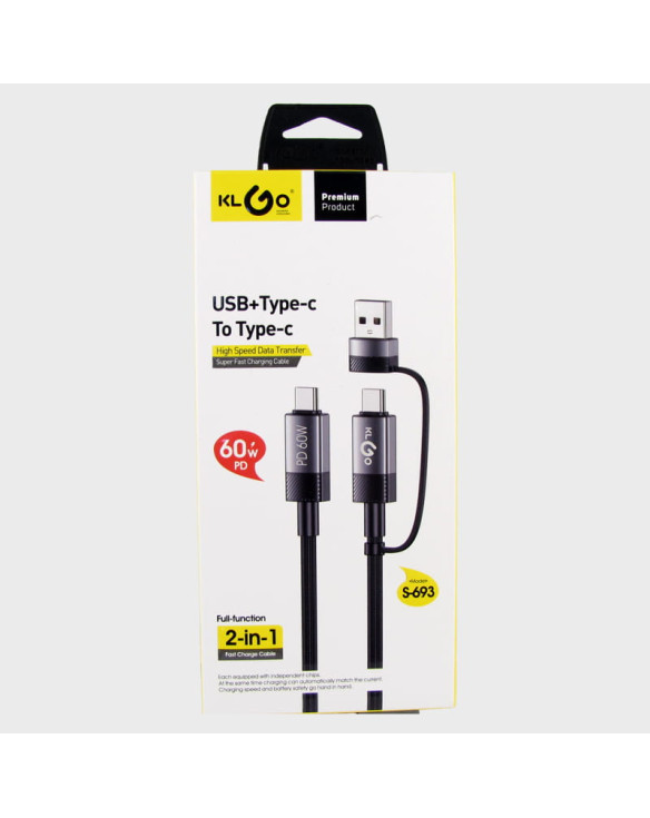 Кабель USB/TYPE-C - TYPE-C 1м S-693 60W KLGO