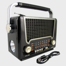 Радиоприёмник M-527BT-S (FM/AM/SW) USB, TF, аккум.18650/2R20, шнур TYPE-C, Bluetooth, солнеч, батар.