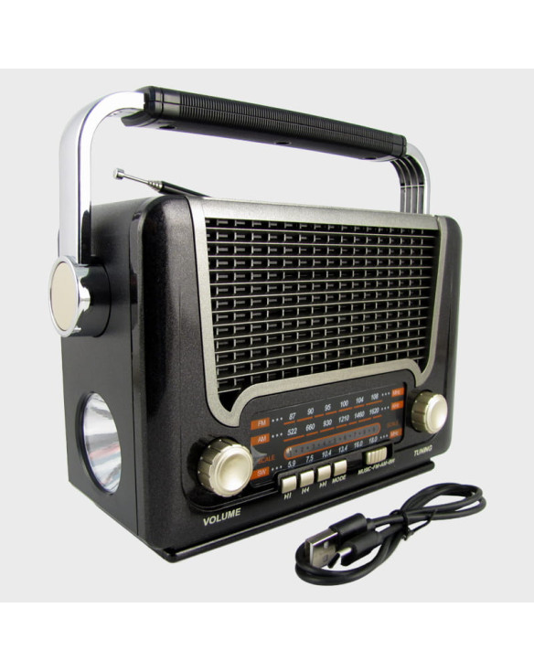 Радиоприёмник M-527BT-S (FM/AM/SW) USB, TF, аккум.18650/2R20, шнур TYPE-C, Bluetooth, солнеч, батар.