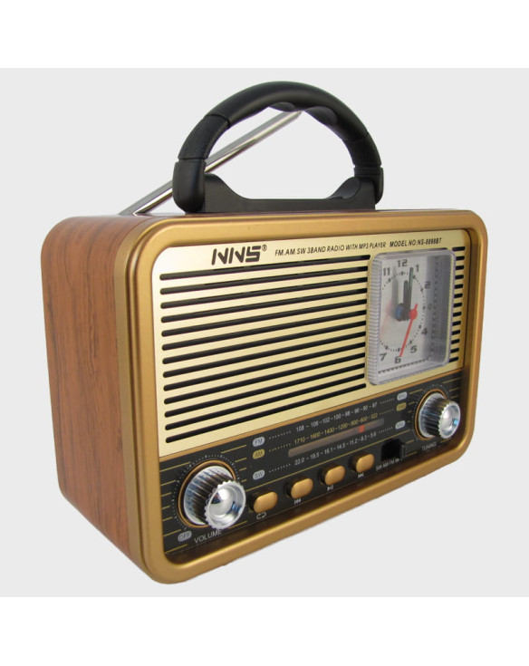 Радиоприёмник NS-8898B (FM/AM/SW) USB, TF, аккум.18650/2R20, шнур microUSB, с часами ??