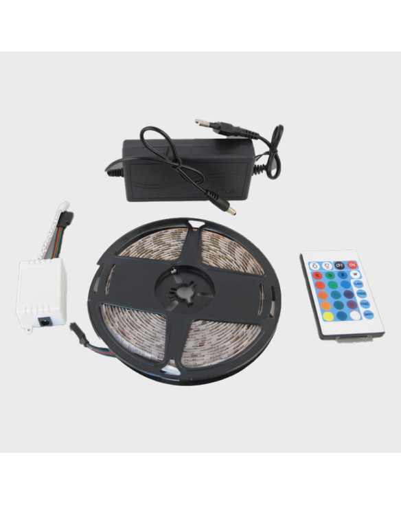 Светодиодная лента (разноцв.) №5050 RGB YD-1972-5 5м с блоком 12V 5A,  с пультом 