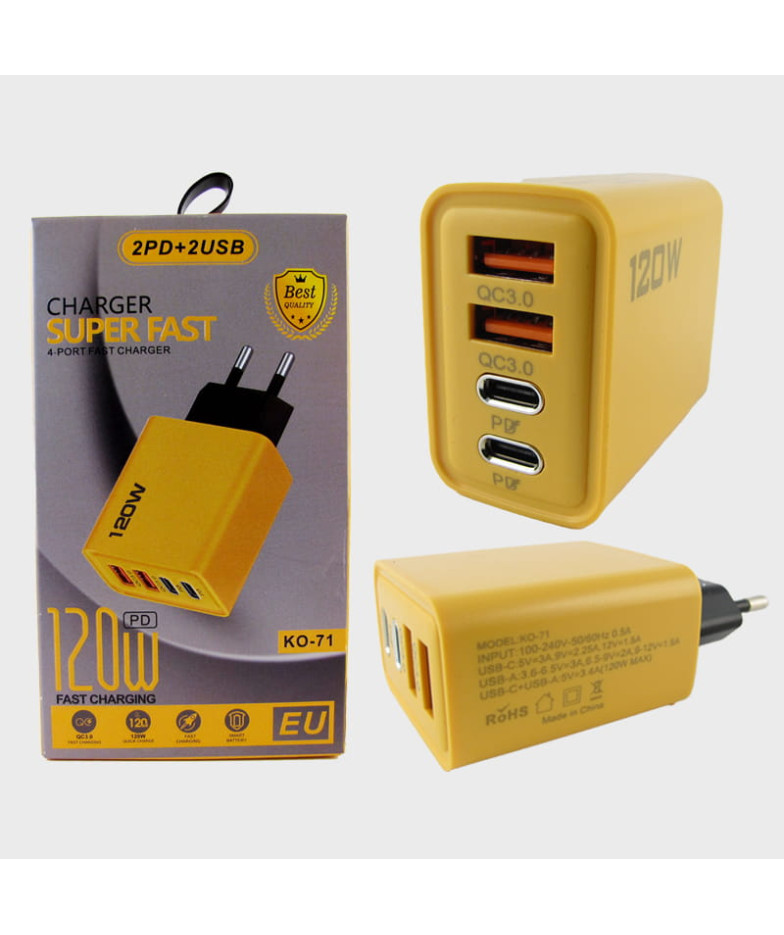 Сетевое зарядное устройство JY-2556 4USB QC3.0 120W