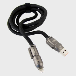Кабель LIGHTNING, V8, TYPE-C, USB 4в1 1,2м S-696 240W черный силиконовый в коробке