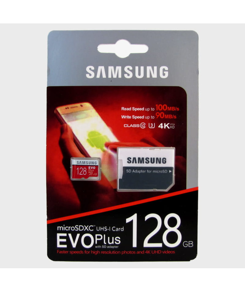 Карта памяти microSD Samsung 128Gb с адаптером SD, класс 10