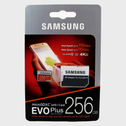 Карта памяти microSD Samsung 256Gb с адаптером SD, класс 10